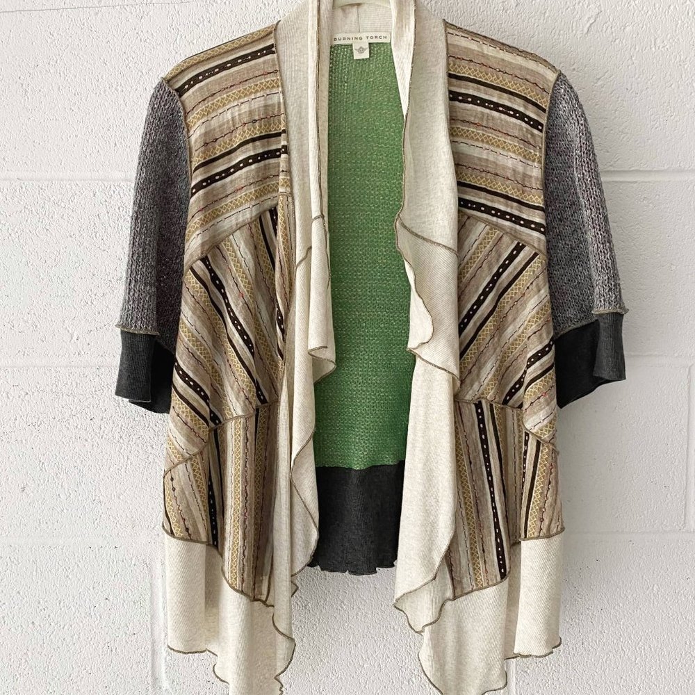 Anthropologie Burning Torch Mixed Open Front Sweater